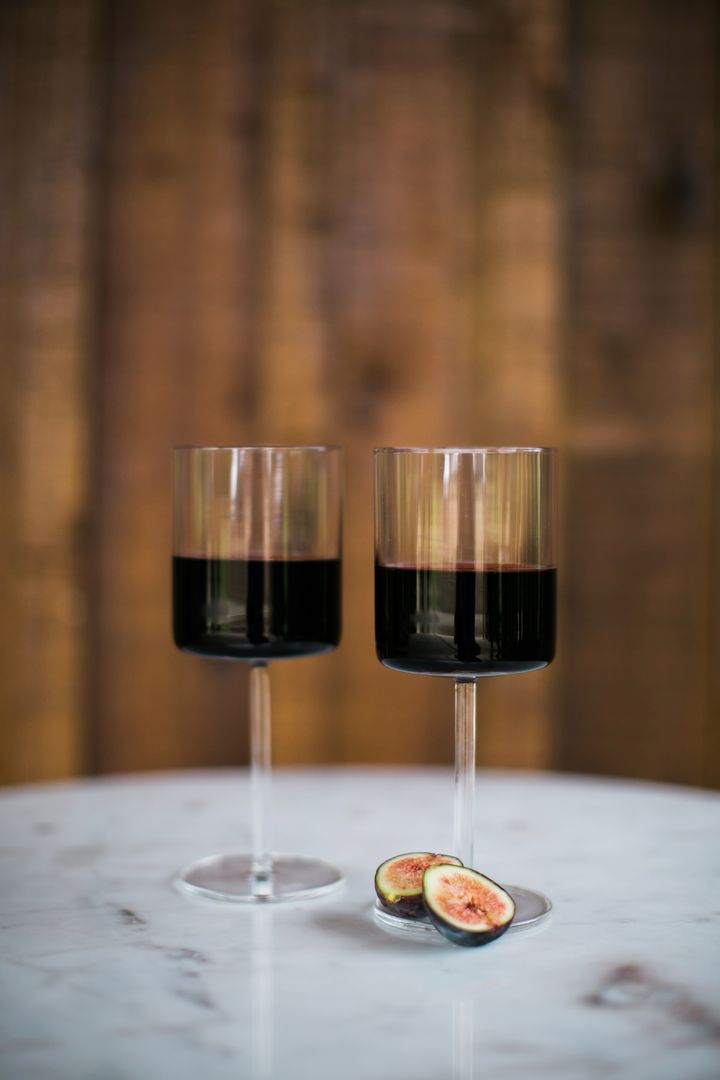 Two Red Wine Glasses with Figs