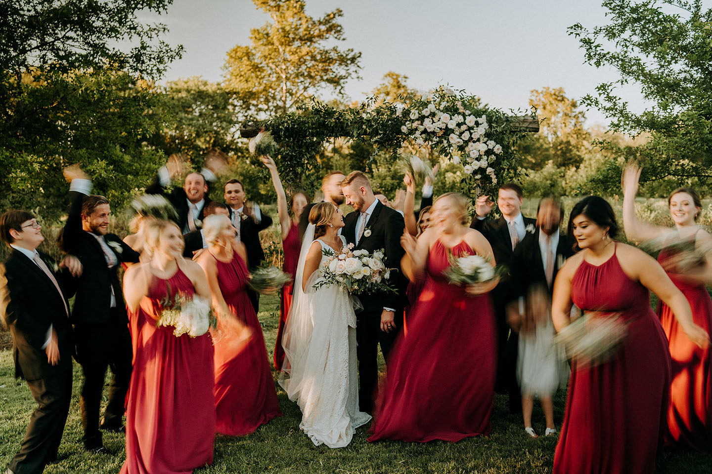 Alyssa and Barrett with Wedding Party