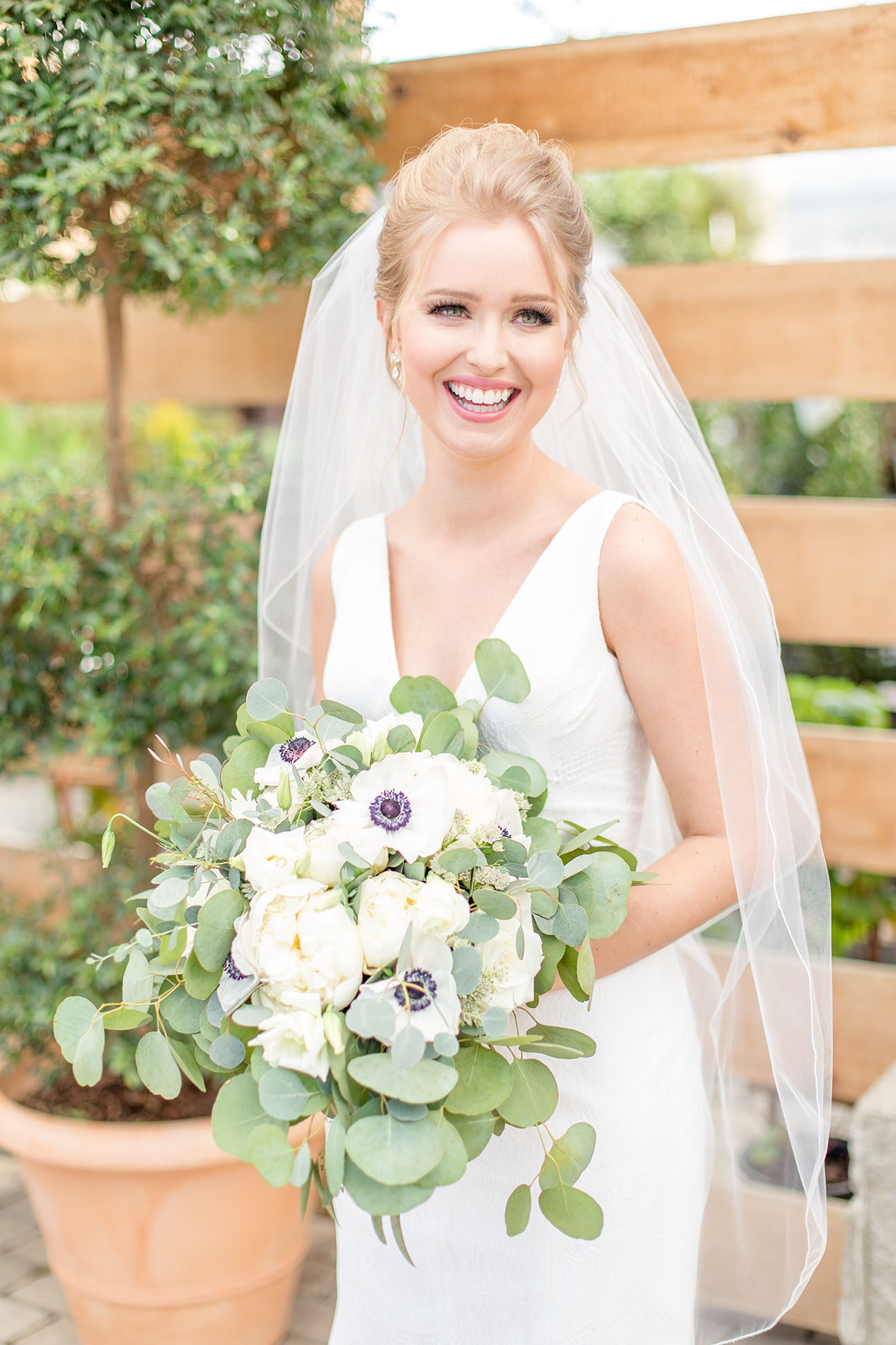 Caroline Holding Simple White Bouquet