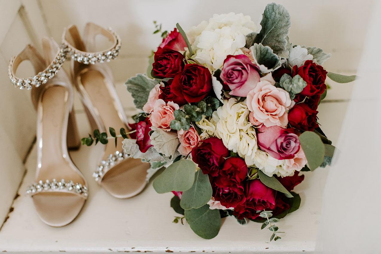 Bridal Bouquet And Wedding Shoes