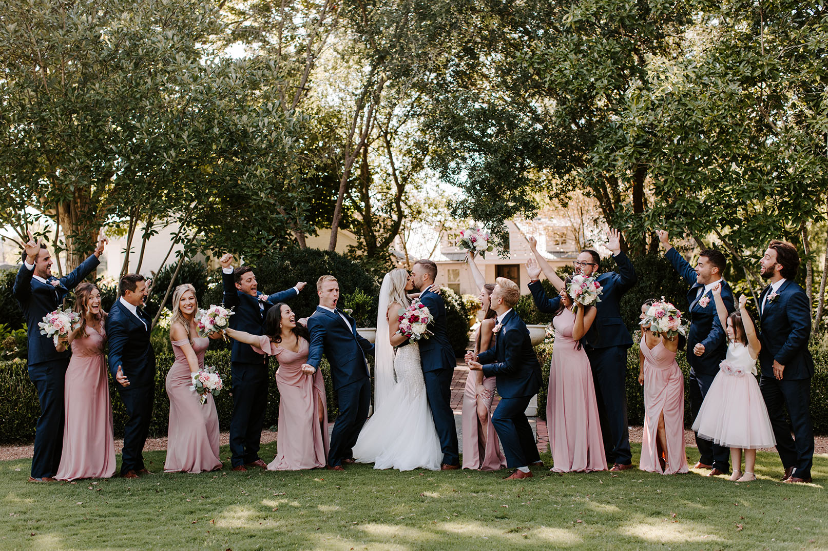 Bride and Groom with Wedding Party