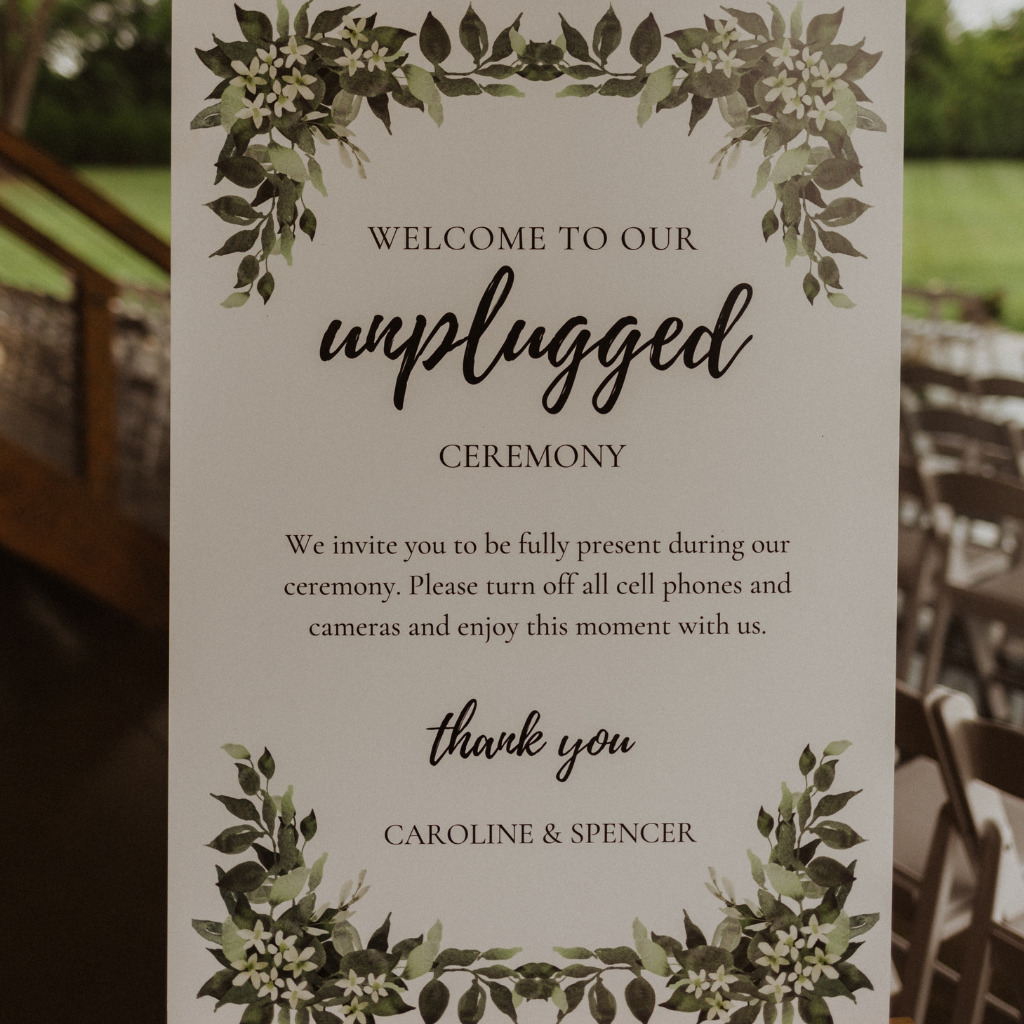 Wedding Welcome And Unplugged Ceremony Sign