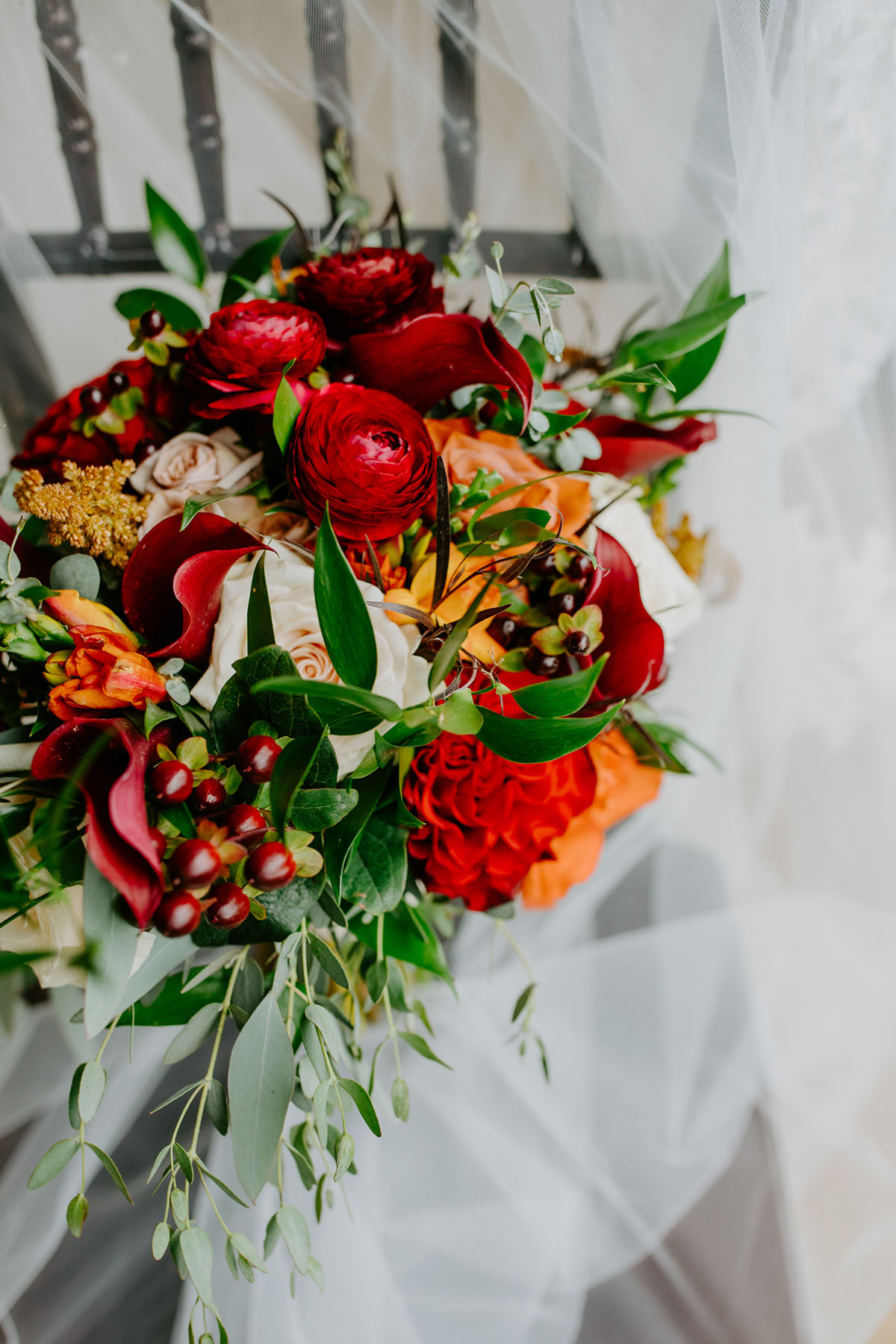 Orange And Red Flower Bouquet