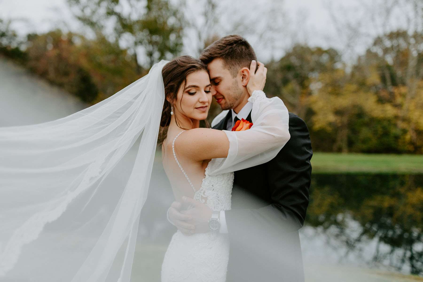 Bride And Groom Facing Each Other