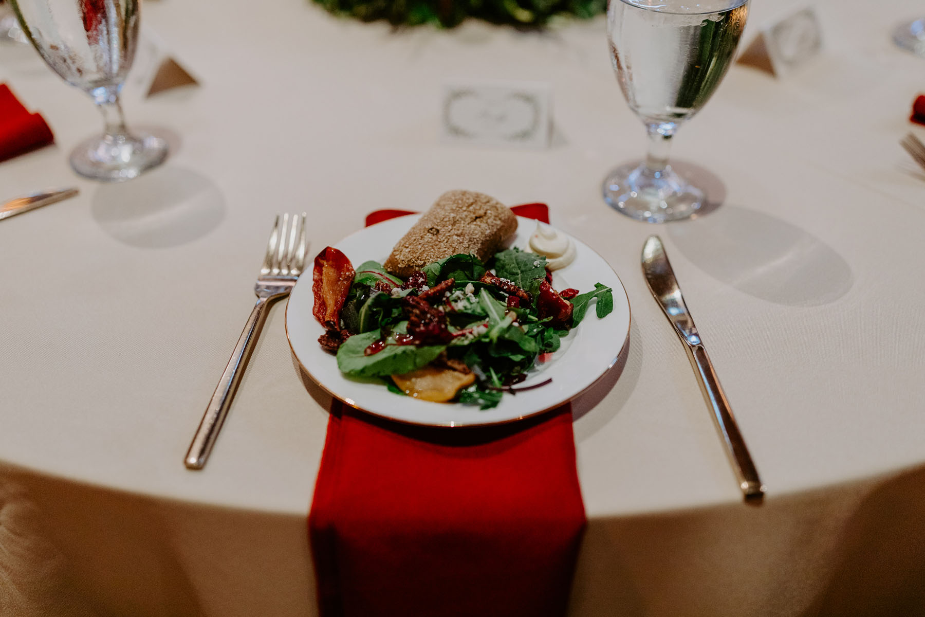 Plated Salad At Wedding Reception