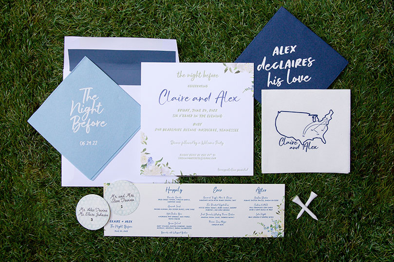 golf themed rehearsal dinner invitation suite