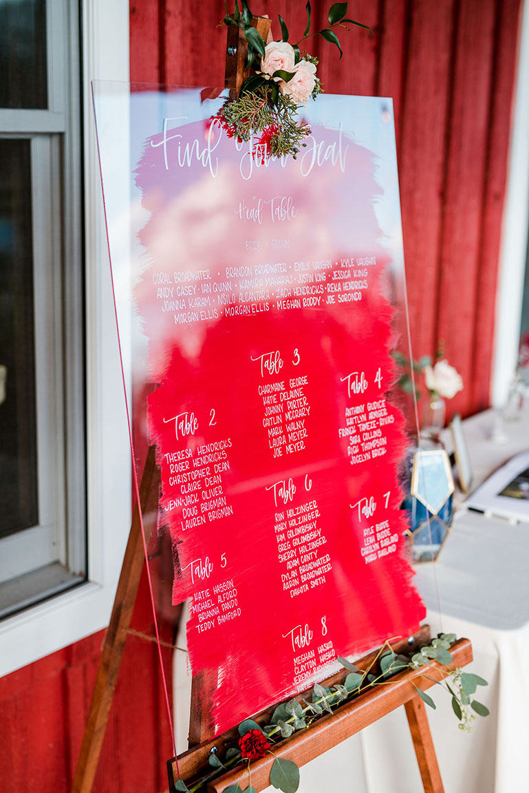 Calligraphed Table Seating Sign