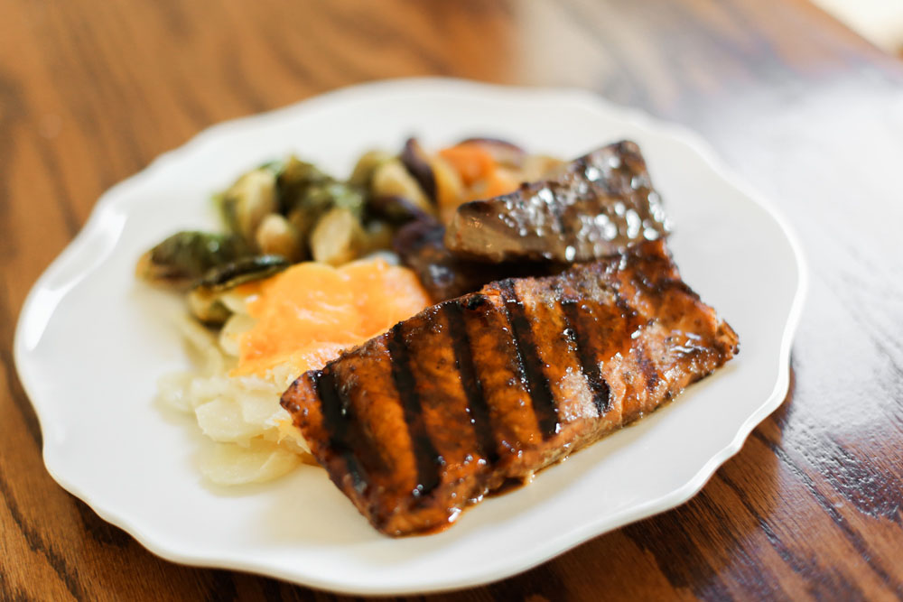 Plated Dinner With Salmon And Fillet