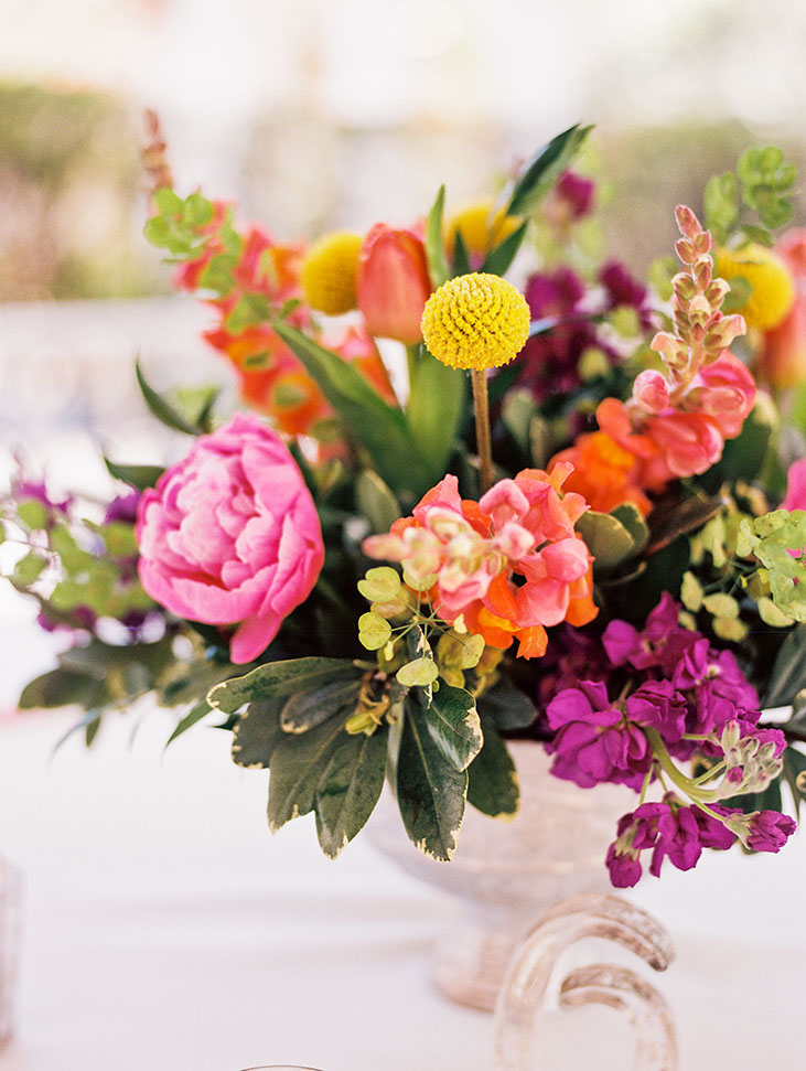 Colorful Whimsical Wedding Floral Centerpiece