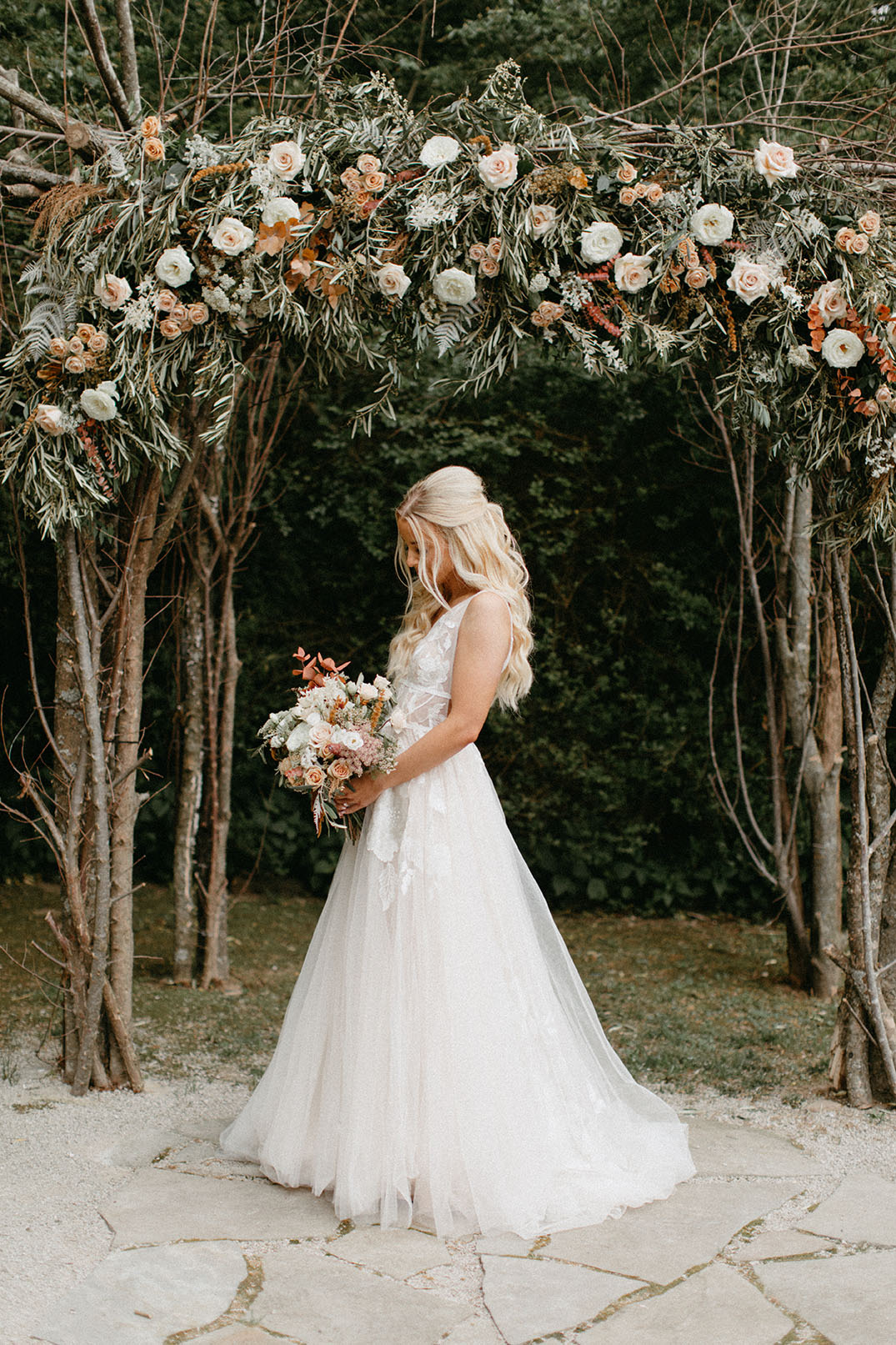 Bride Holding Vintage-Inspired Wedding Bouquet