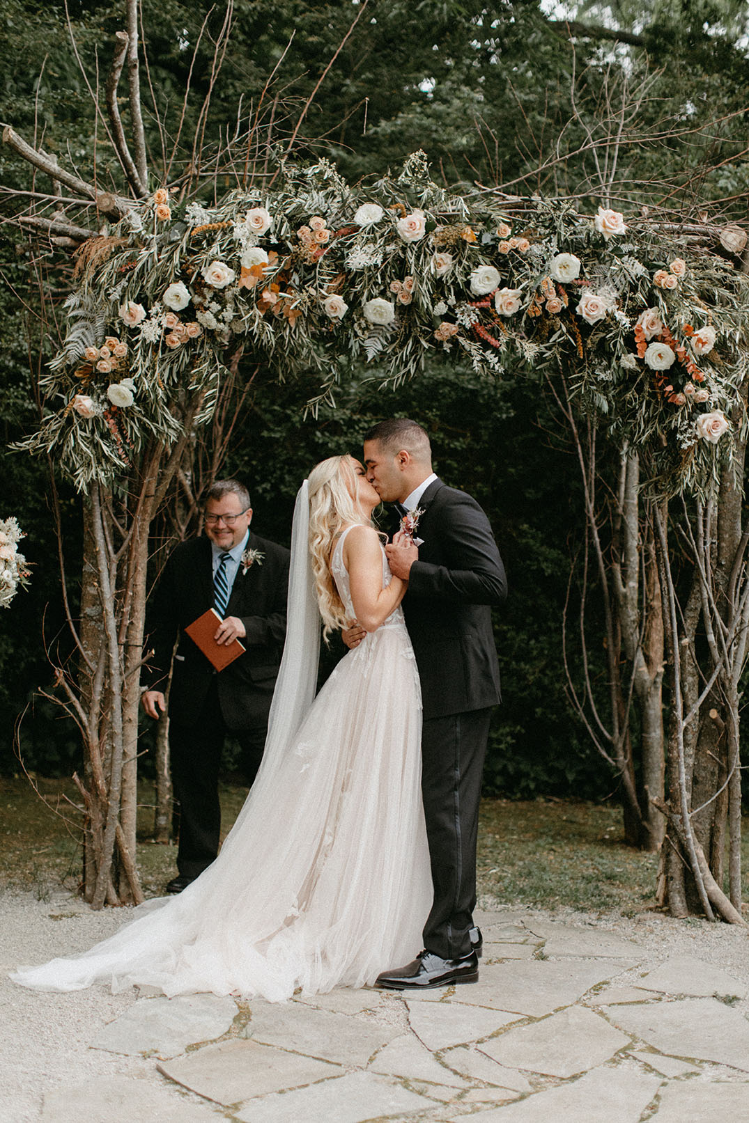 Bride and Groom's First Kiss at End of Ceremony