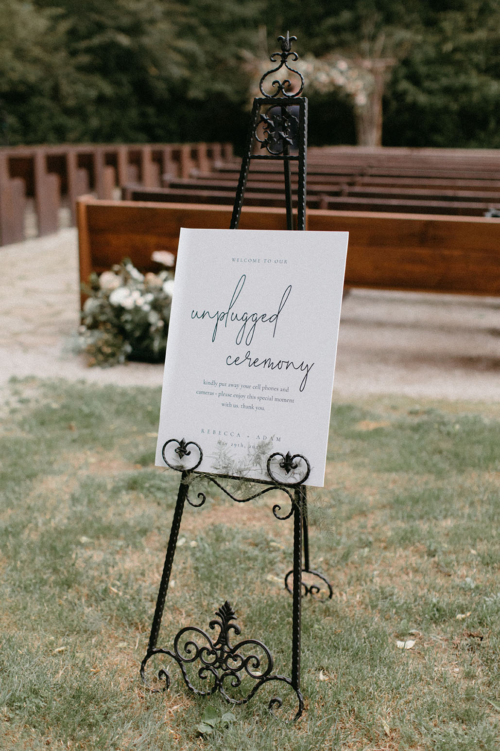 Unplugged Wedding Ceremony Sign on Easel