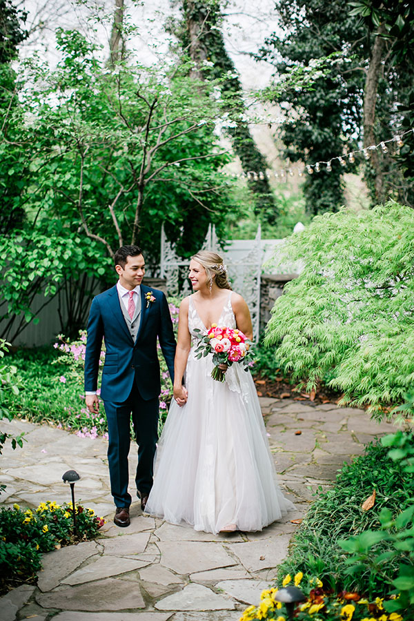 Sydney and Patrick Walking Through Garden