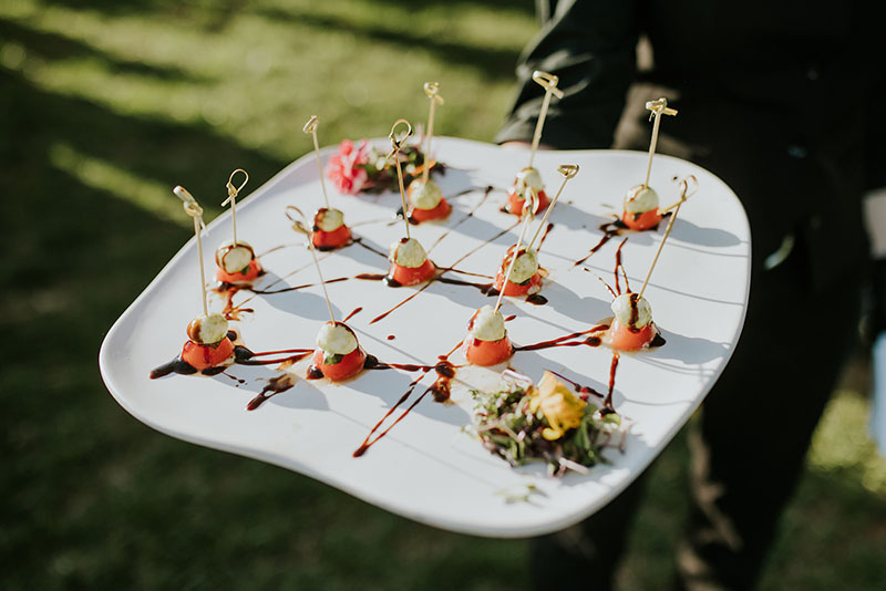 Caprese Skewer on serving tray