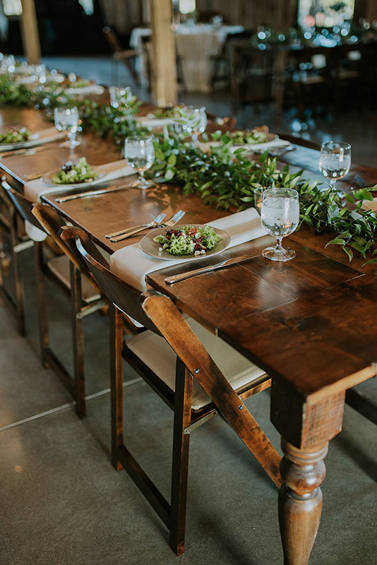 Close up of indoor reception table