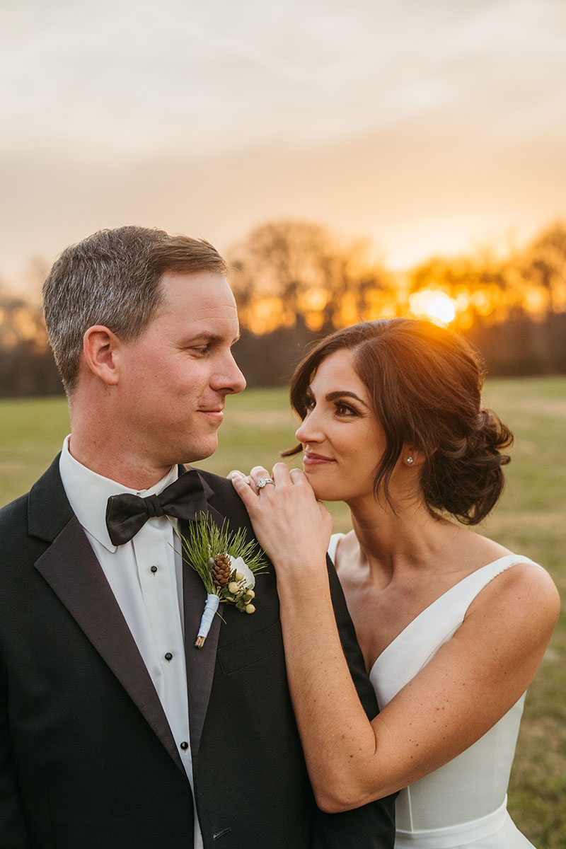 bride and groom sunset photos