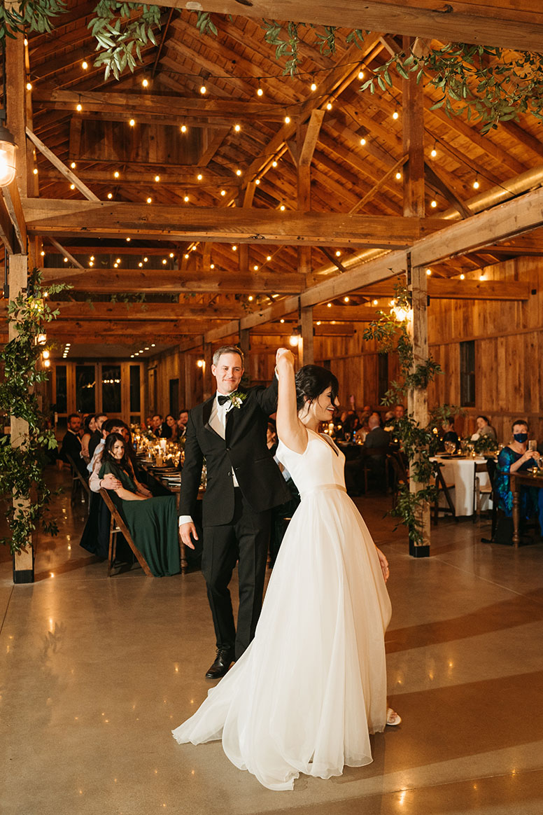 bride and groom first dance at reception