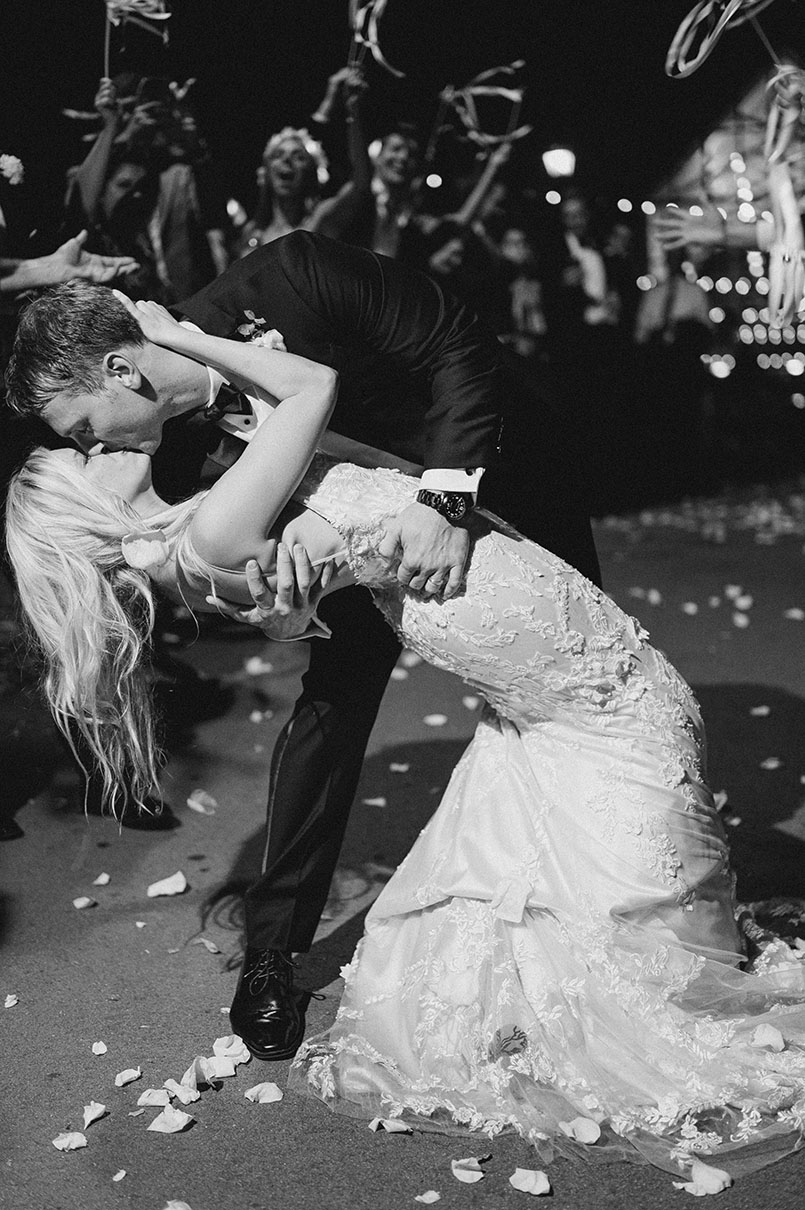 bride and groom exit photo