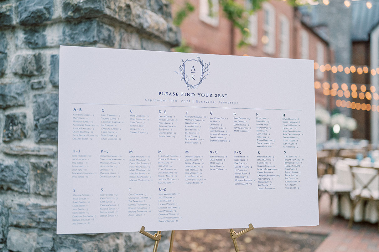 wedding seating chart