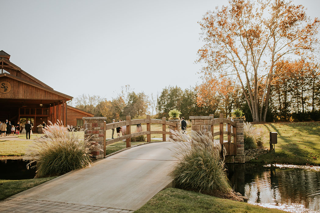 Sycamore Farms Bride Over Pond