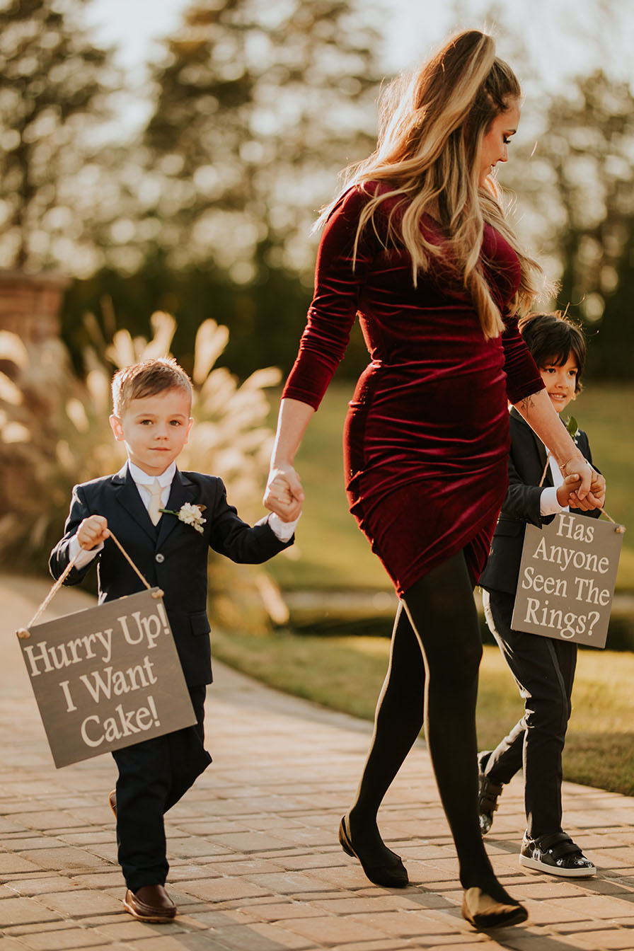 ring bearers walking down aisle