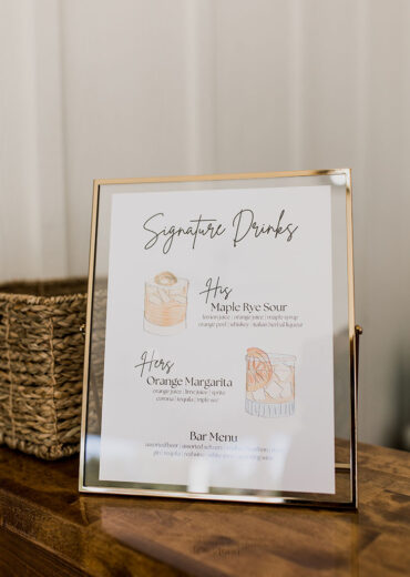 wedding signature cocktail menu sign