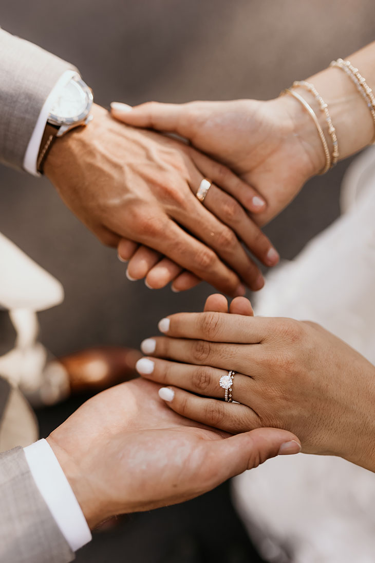 bride and groom wedding rings