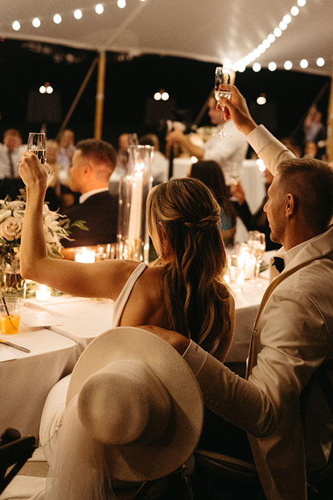 bride and groom reception toast