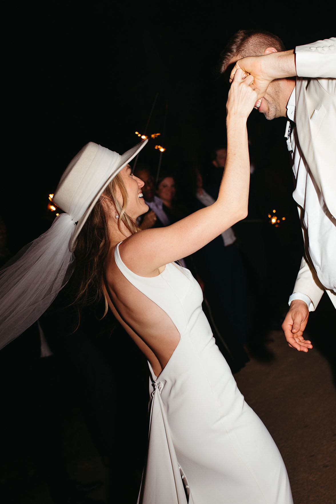 bride and groom sparkler wedding exit