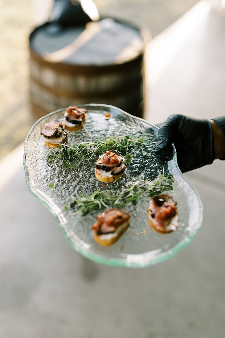 close-up of appetizers at cocktail hour